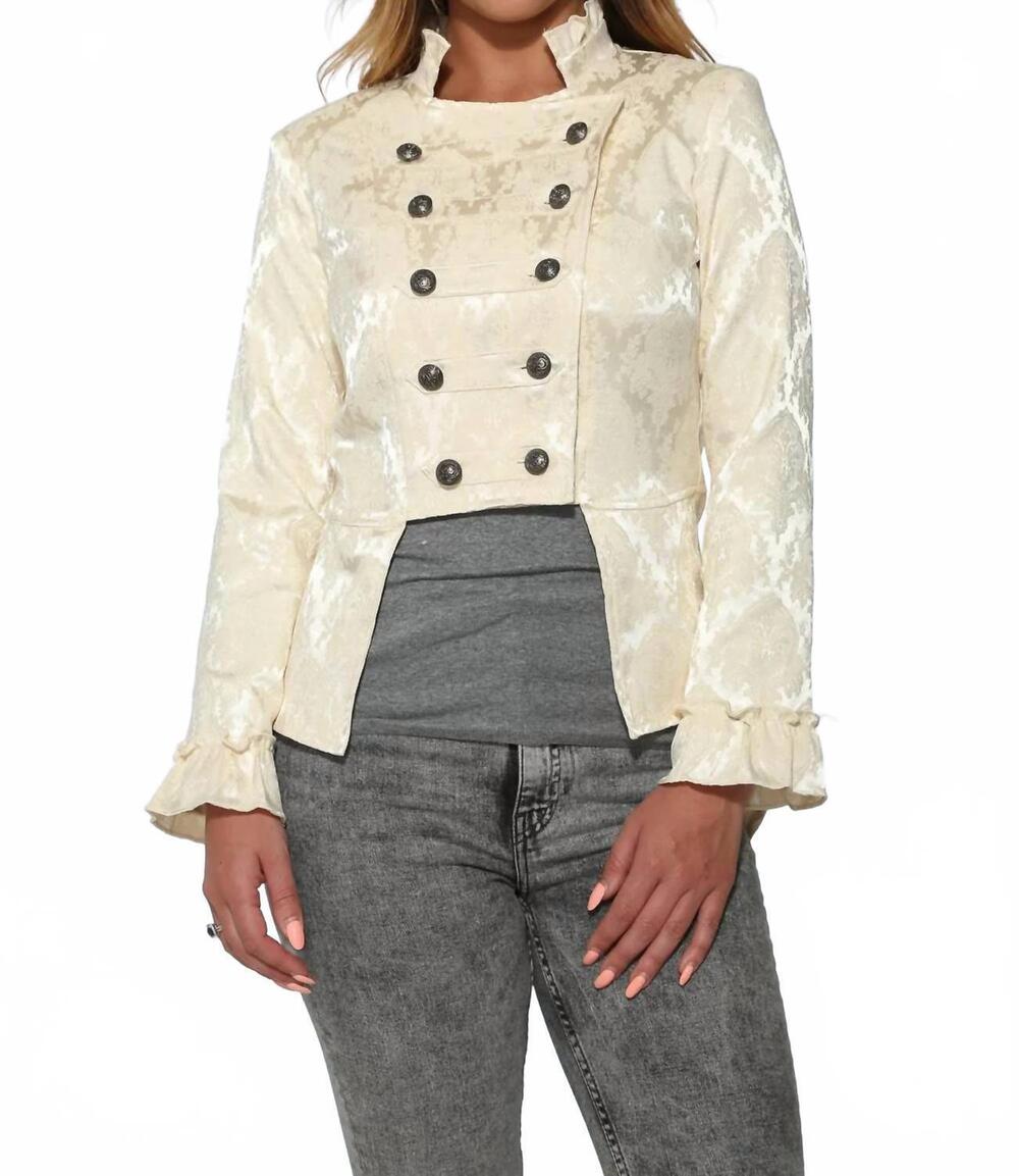 NEW ORCHID BLOOM brocade jacket in off white